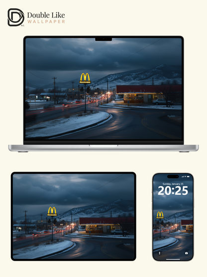 Winter Evening Snowy Town Cinematic Aesthetic Photography Wallpaper Pack [#WGF084]
