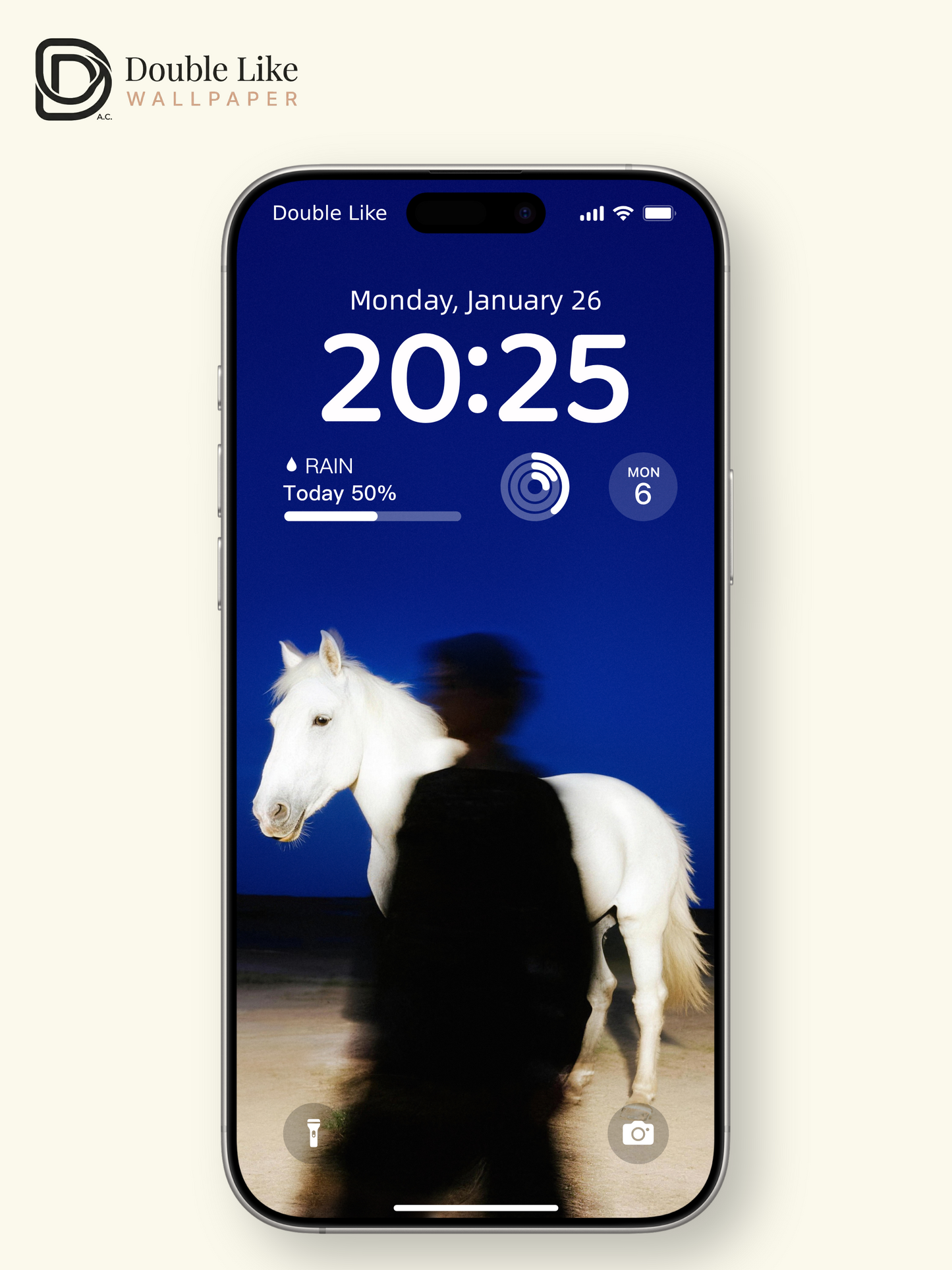 "Blue Hour Silhouette" White Horse Atmospheric Wallpaper Set [#LFHL30514]