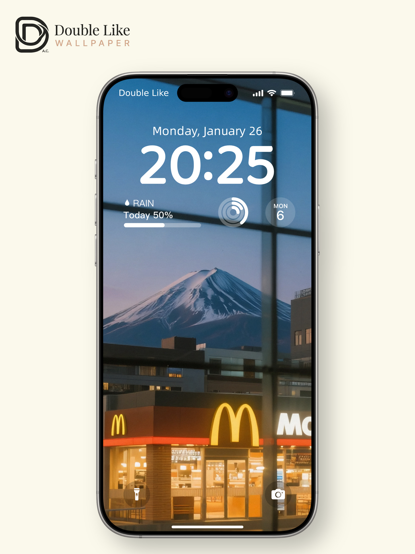 Mount Fuji McDonald's Twilight Window View Aesthetic Wallpaper Pack [#JJ20919]