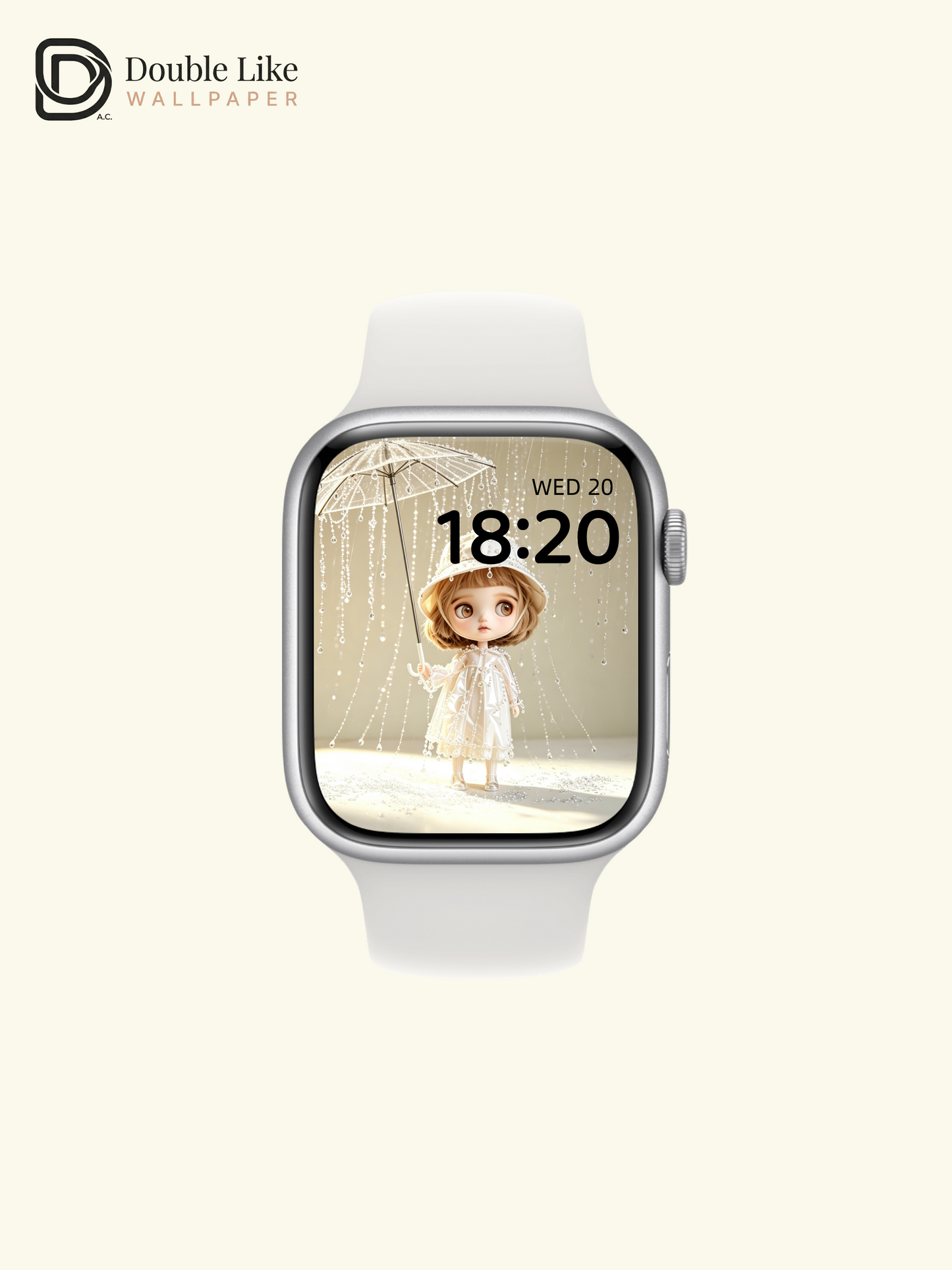Dreamy Blythe Doll With Crystal Bead Umbrella White Aesthetic Wallpaper [#HWWs006]