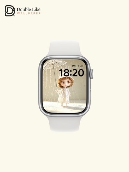 Dreamy Blythe Doll With Crystal Bead Umbrella White Aesthetic Wallpaper [#HWWs006]