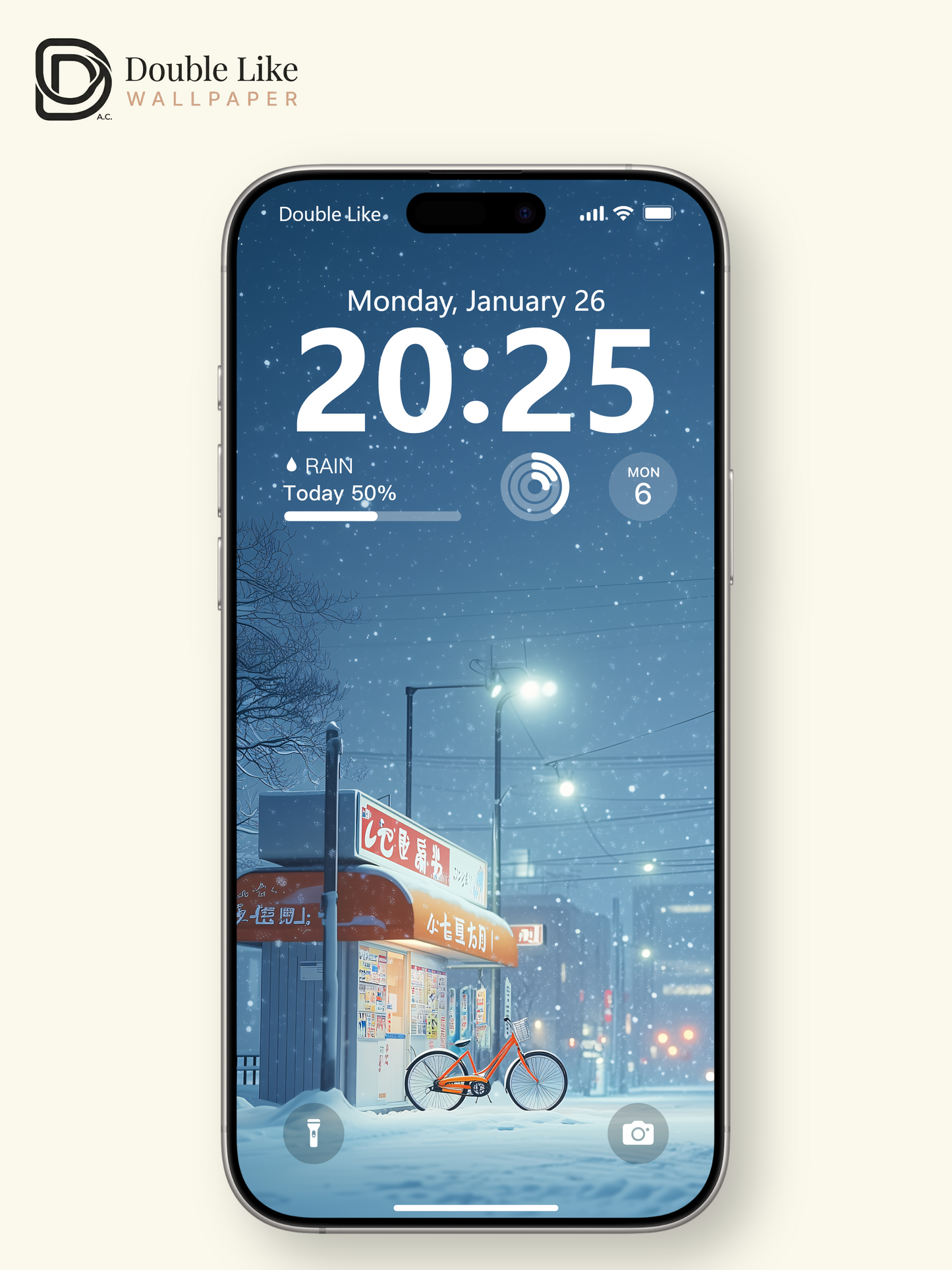 Winter Snowy Japanese Kiosk Bike Anime Cozy Aesthetic Wallpaper Pack [#WGF079]