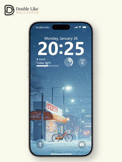Winter Snowy Japanese Kiosk Bike Anime Cozy Aesthetic Wallpaper Pack [#WGF079]