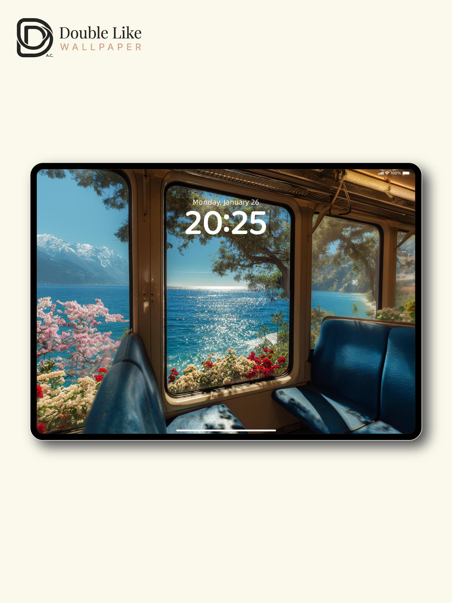 Scenic Train Window Ocean Mountain Nature Landscape Wallpaper Pack [#JJ1322]
