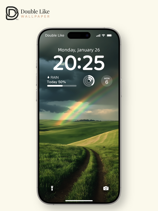 Country Dirt Road Rainbow Green Grassland Wallpaper Pack [#ZJY555]