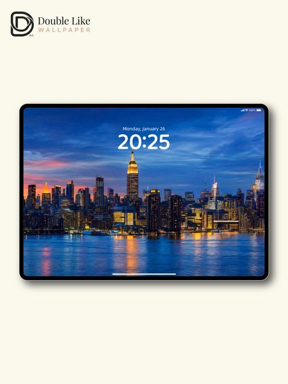 New York City Skyline Twilight Water Reflection Landscape Wallpaper Pack [#ZJYR002]