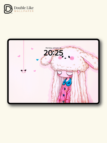 Kawaii Sad Anime Girl Fluffy Sheep Beanie Wallpaper [#HW1472]