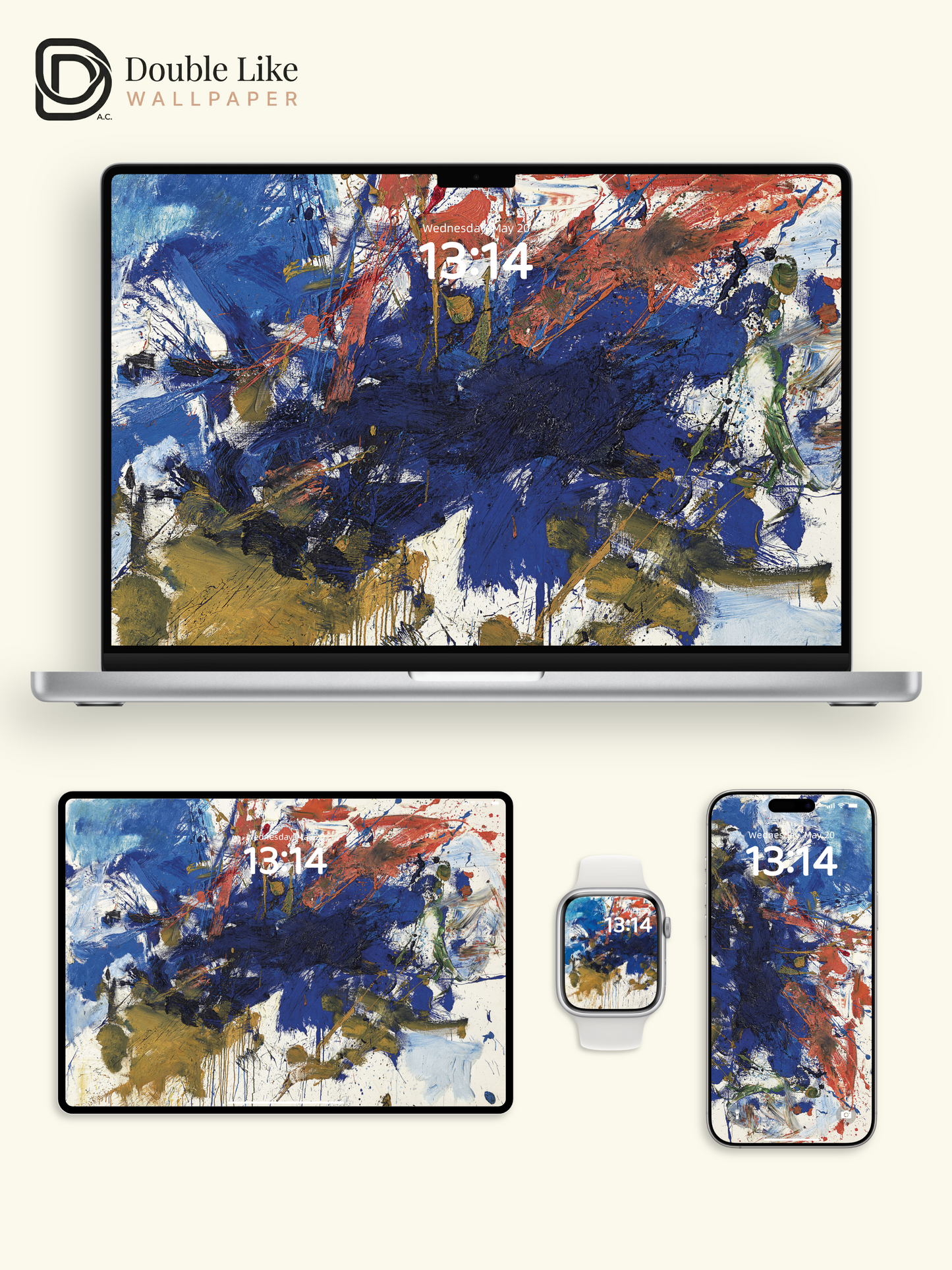 Abstract Expressive Oil Painting Splash Blue Aesthetic Wallpaper Pack [#ZMY533]