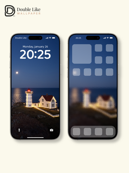 Glowing Lighthouse Moonlight Ocean Ambient Wallpaper Pack [#ZJYX0145]