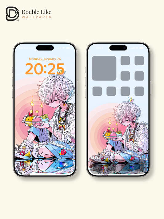 Kawaii Anime Birthday Boy Candle Cake Aesthetic Wallpaper Pack [#HW1467]