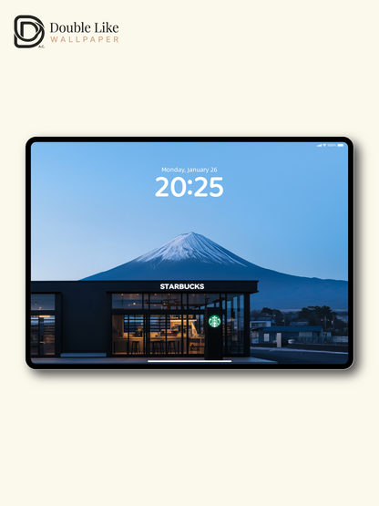 Mount Fuji Minimalist Twilight Coffee Store Aesthetic Wallpaper Pack [#JJ20413]