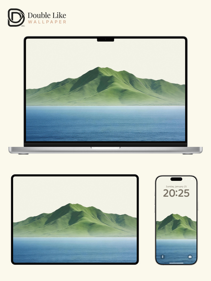 "Green Mountain, Blue Sea" Healing Landscape Wallpaper Set [#LFHL30520]