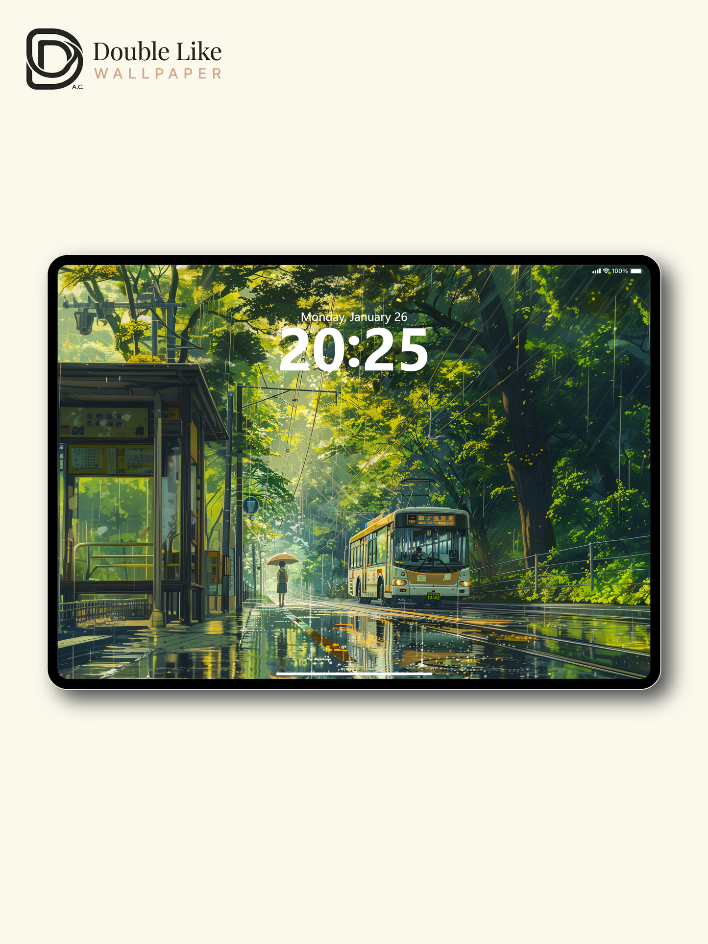 Rainy Summer Street Bus Stop Anime Healing Aesthetic Wallpaper Pack [#WGF027]