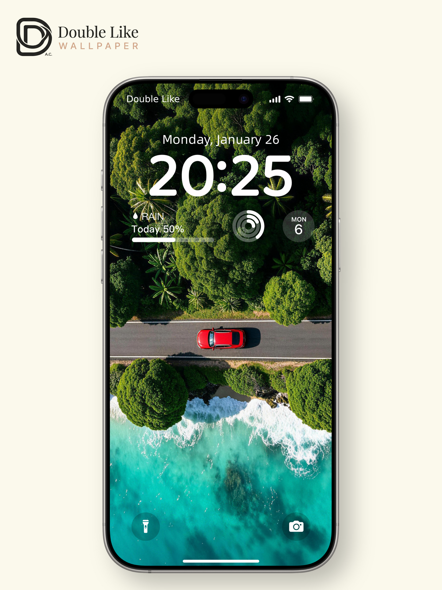 Aerial Coastal Road Red Car Travel Landscape Aesthetic Wallpaper Pack [#LFHL30617]
