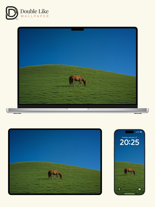 Healing Scenery Wallpaper Pack With Horse On Green Grass Hill [#LFHL30507]