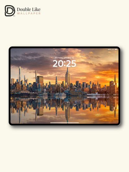 New York City Skyline Sunset Water Reflection Landscape Wallpaper Pack [#ZJYR006]