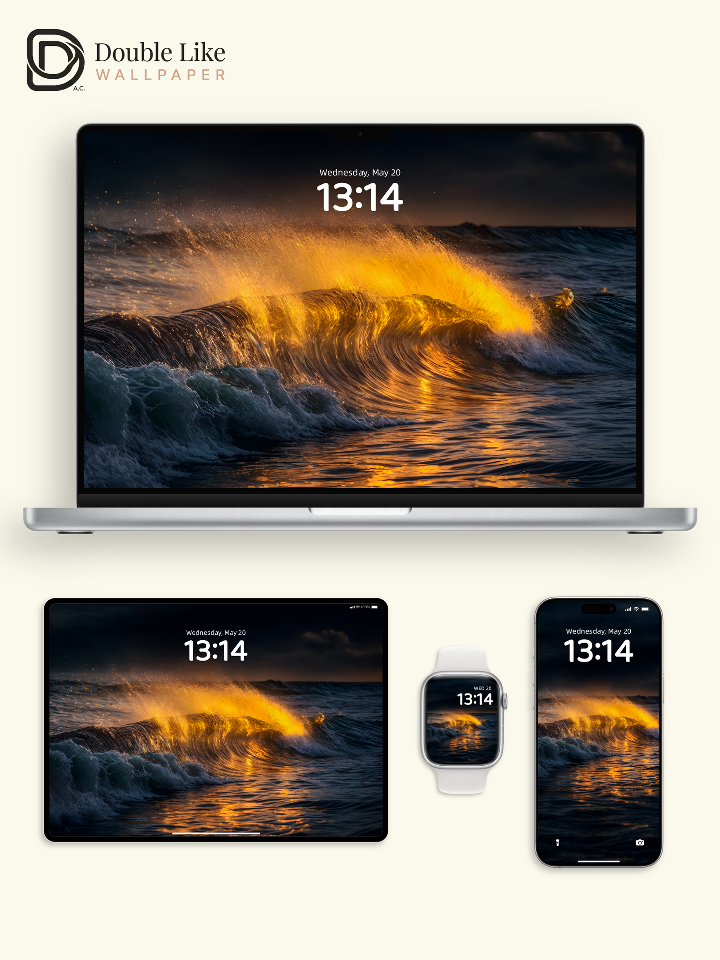Golden Hour Backlit Ocean Wave Spray Sunset Minimalist Aesthetic Wallpaper Pack [#ZMY153]