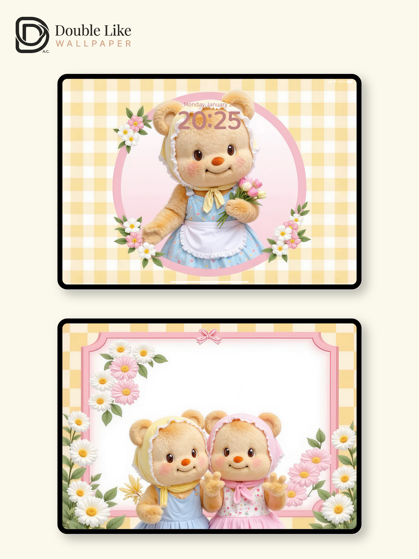Butter Bear's Daisy Garden Letter | Cozy Healing Wallpaper Pack [#JJ132]