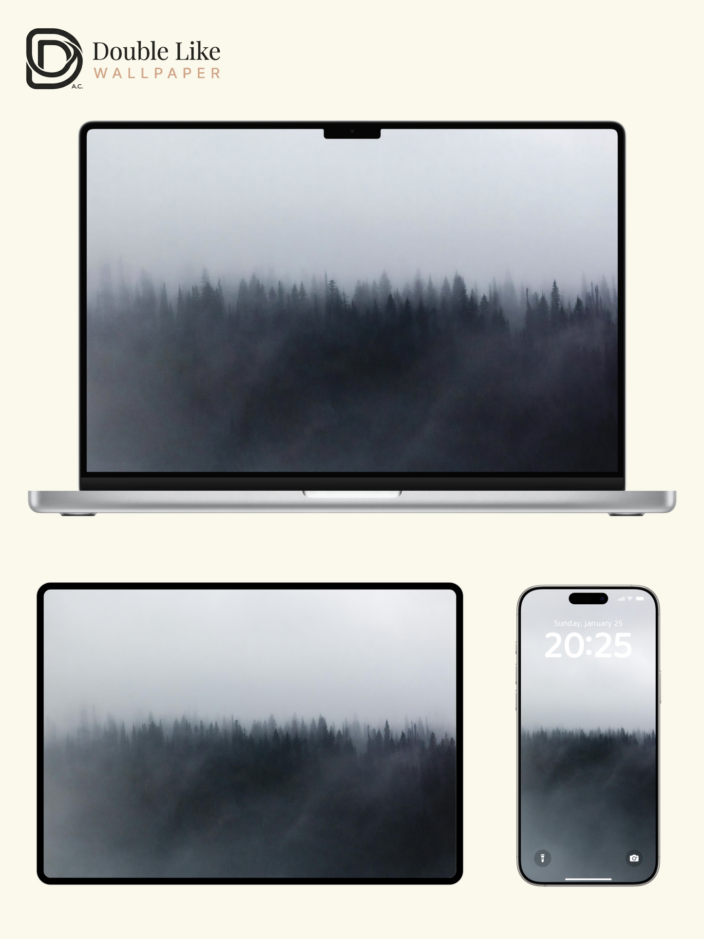 Misty Forest Landscape Calm Aesthetic Wallpaper [#ZJY2534]