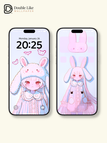 Kawaii Anime Bunny Girl Pastel Aesthetic Wallpaper Pack [#HW1478]