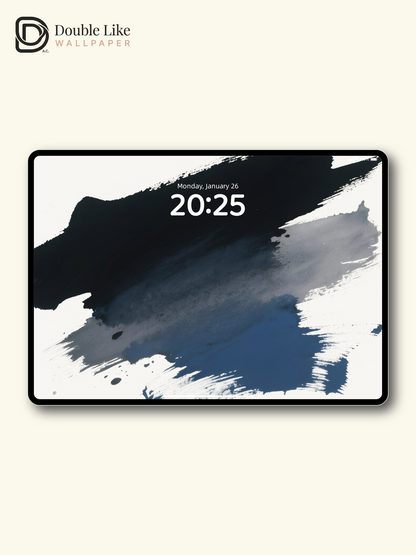 Black Blue Gradient Ink Minimal Art Vibe Full Wallpaper Set [#ZMY427]
