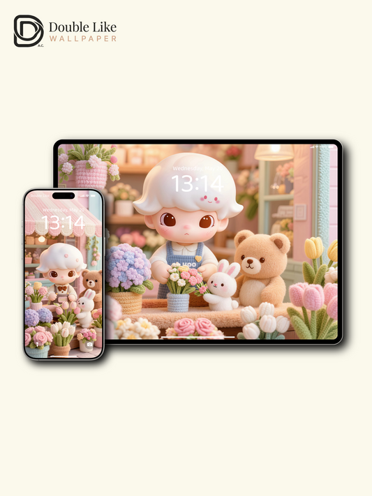 Spring Flower Shop World 🌸 Cute Healing IP Wallpaper Set Phone & Tablet [#JJ174]