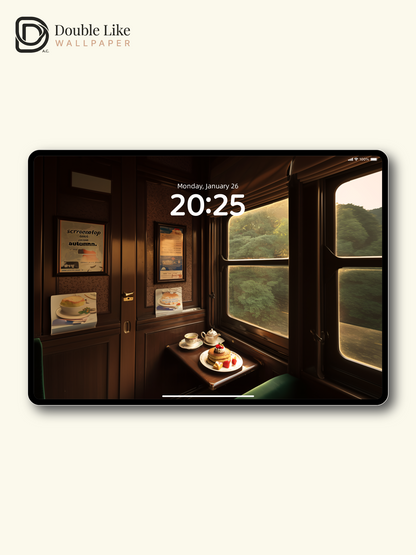 Vintage Train Carriage Afternoon Tea Aesthetic Photography Wallpaper Pack [#JJ1207]