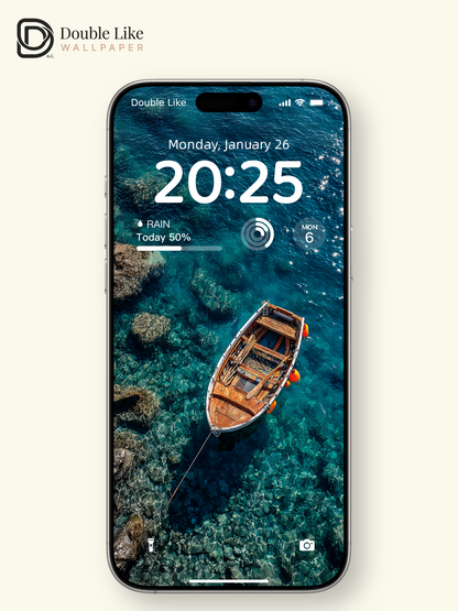 Crystal Clear Turquoise Ocean Wooden Boat Aesthetic Wallpaper Pack [#JJ1309]