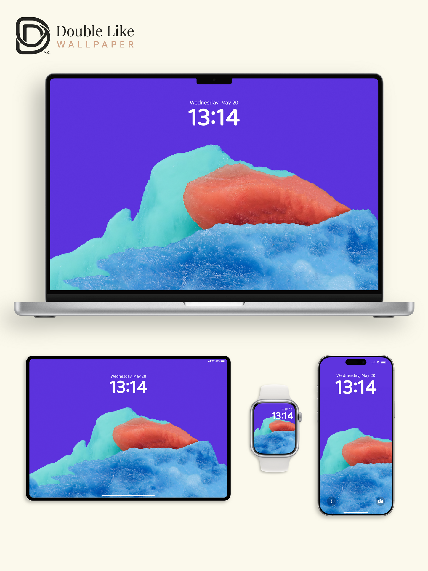 Dreamy Color Block Ice Texture Minimalist Abstract Wallpaper Pack, Compatible with iPhone & Android Lock Screen, Tablet, PC & Smart Watch HD Wallpapers [#ZMY517]