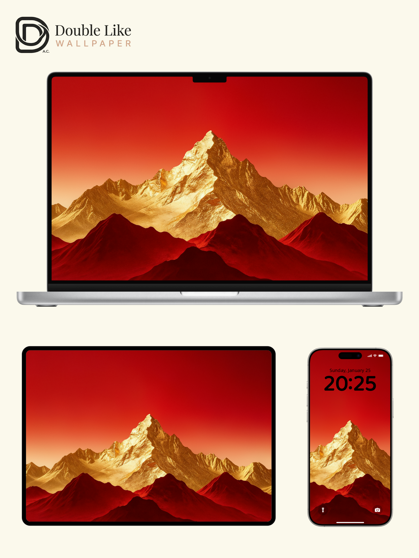 Red Lucky Golden Mountain Motivational Full Device Wallpaper Pack [#LFHL30108]