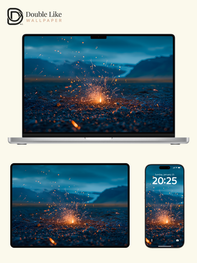Glowing Sparkler Mountain Evening Ambient Wallpaper Pack [#ZJYX0047]