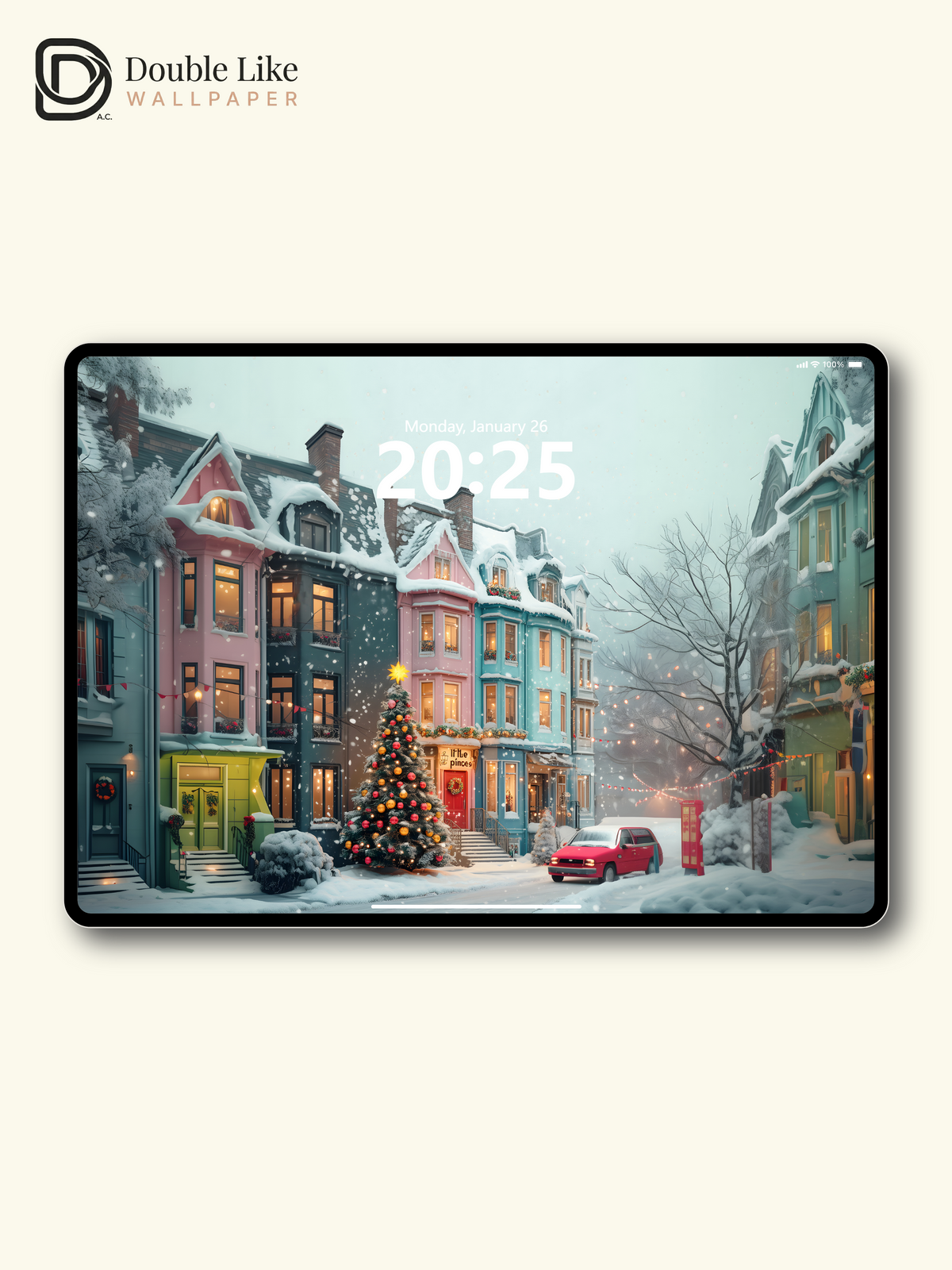 Pastel Christmas Town Pastel Street Illustration Aesthetic Wallpaper Pack [#WGF068]