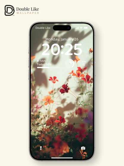 Ambient Floral Shadows White Wall Minimalist Lock Screen Wallpaper Pack [#ZJYX0797]