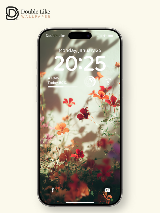 Ambient Floral Shadows White Wall Minimalist Lock Screen Wallpaper Pack [#ZJYX0797]