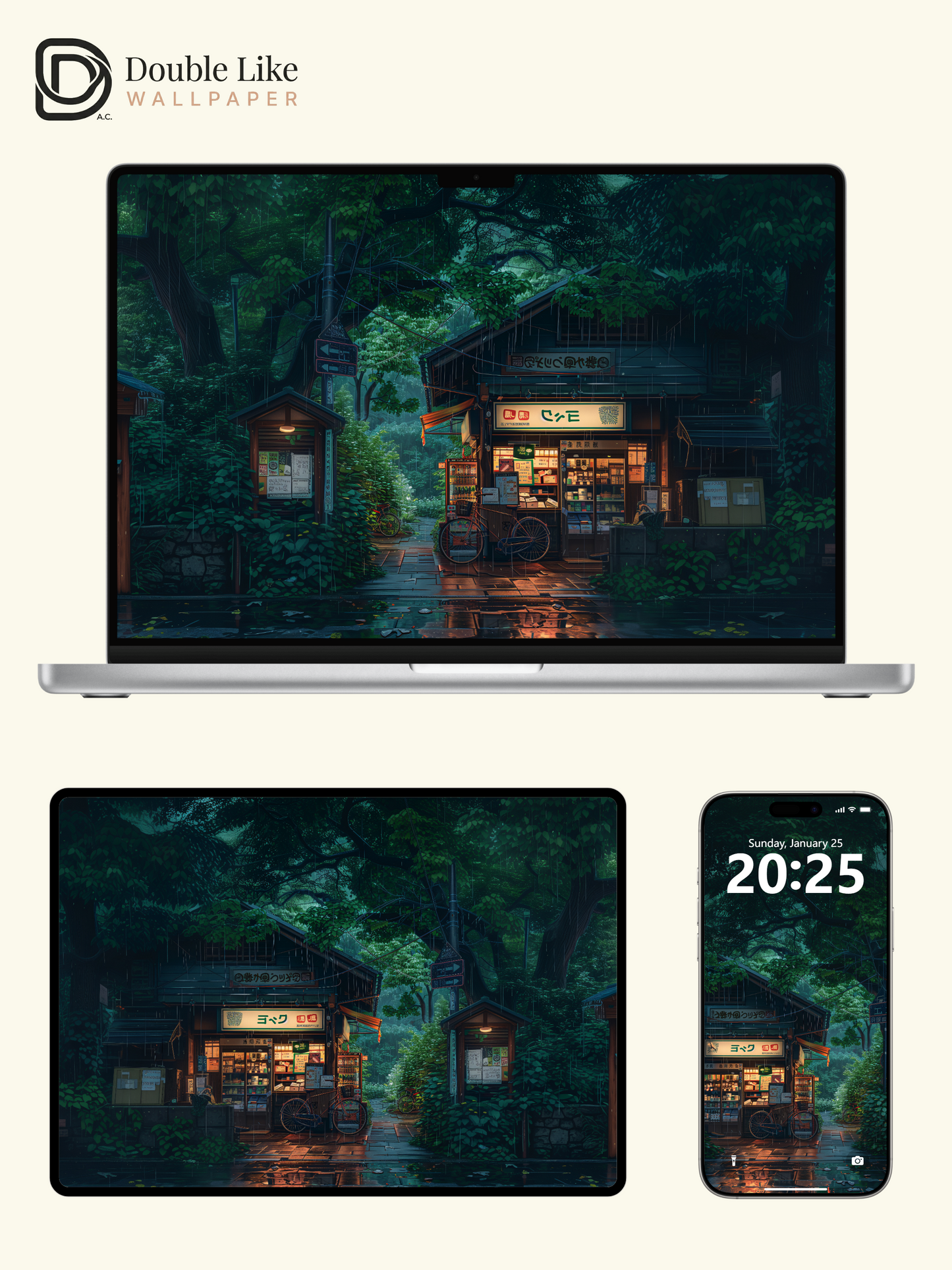 Rainy Forest Shop Japanese Anime Cozy Aesthetic Wallpaper Pack [#WGF049]