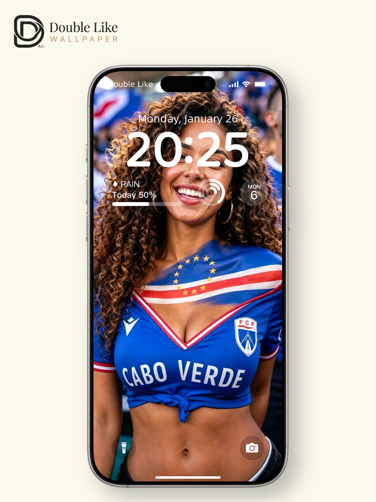 Happy Cape Verde Female Football Fan Portrait Wallpaper Pack [#HWWc019]