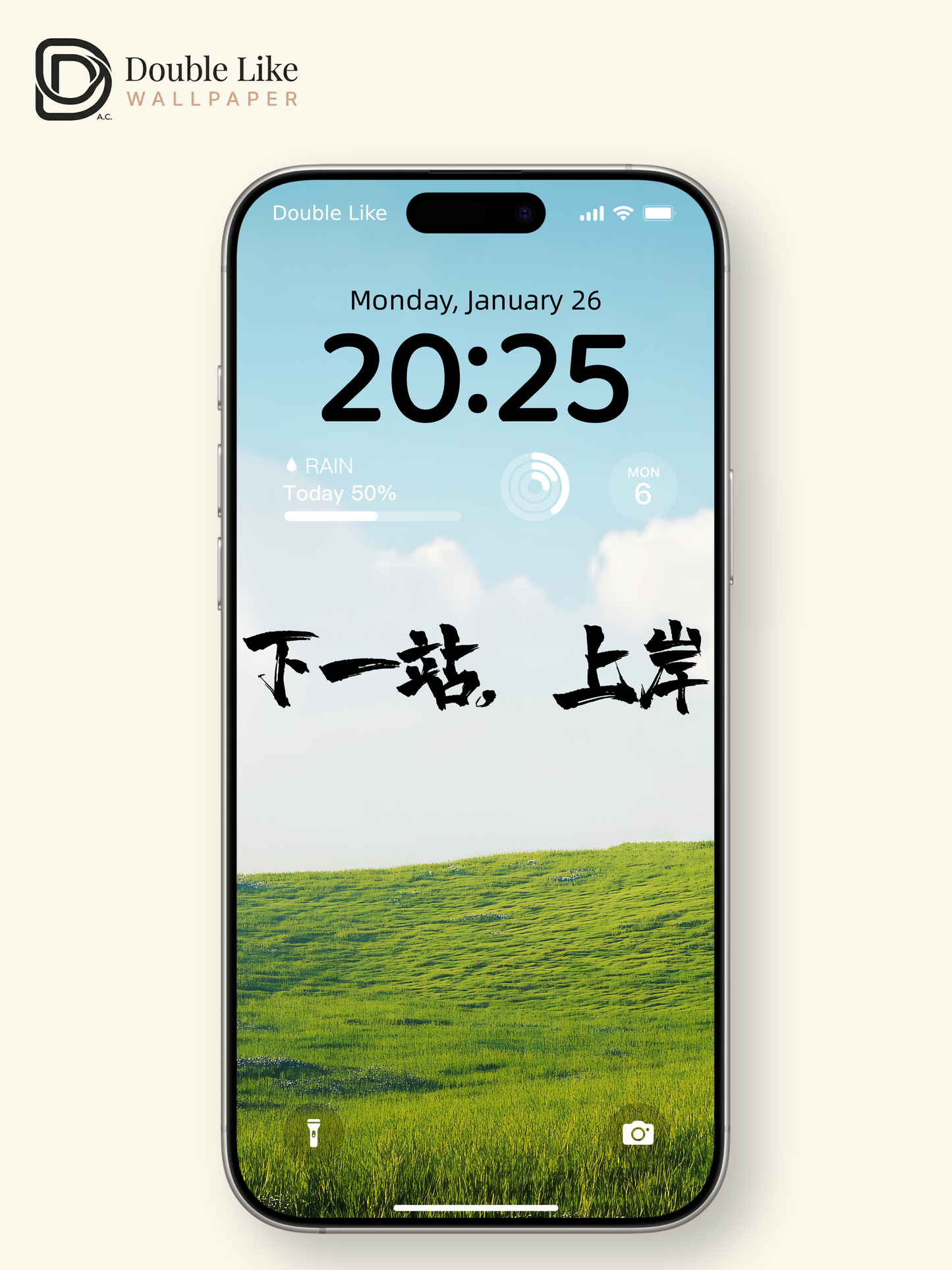 Next Stop Success Chinese Calligraphy Meadow Aesthetic Wallpaper Pack [#ZMY070]