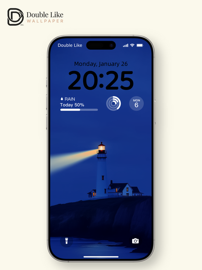 Combined Product Name: Deep Blue Coast Lighthouse Lonely Calming Inspirational Atmospheric Ocean Landscape Full-Device Wallpaper Pack [#ZMY069]