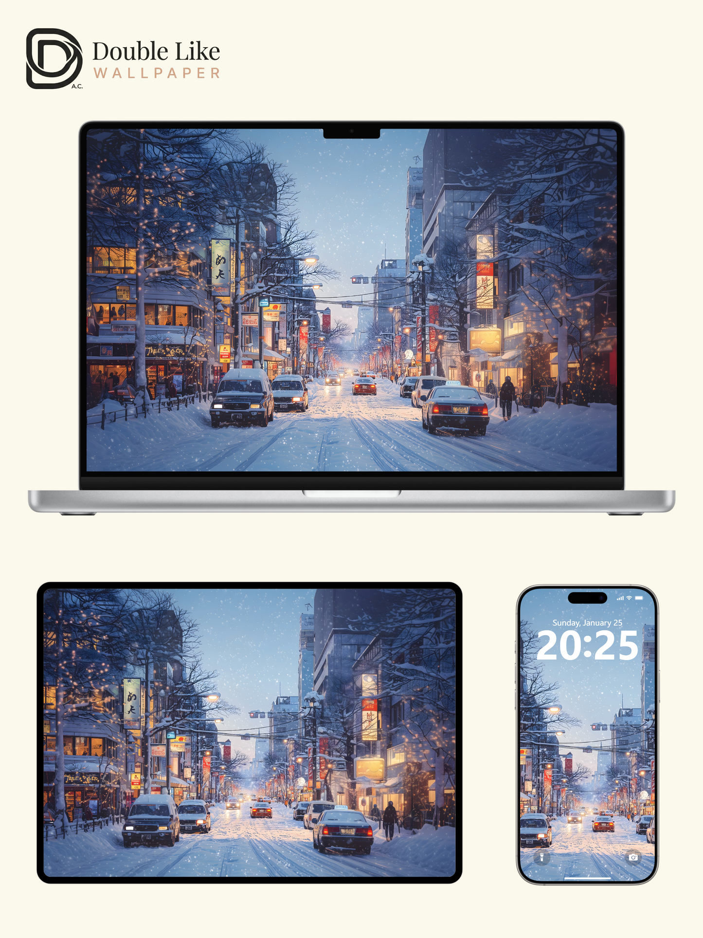 Winter Snow Japanese City Street Anime Cozy Aesthetic Wallpaper Pack [#WGF078]