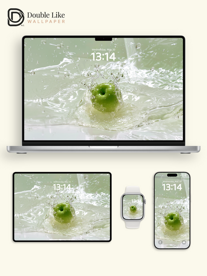 Fresh Green Apple Water Splash Aesthetic Wallpaper Pack for Phone and Desktop [#JJ1371]
