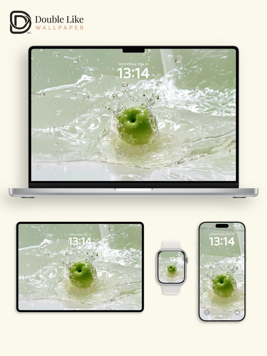 Fresh Green Apple Water Splash Aesthetic Wallpaper Pack for Phone and Desktop [#JJ1371]
