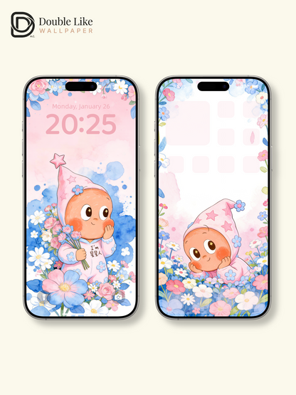 Star Child Flower Dream · Wishful Bloom Wallpaper Pack [#JJ420]