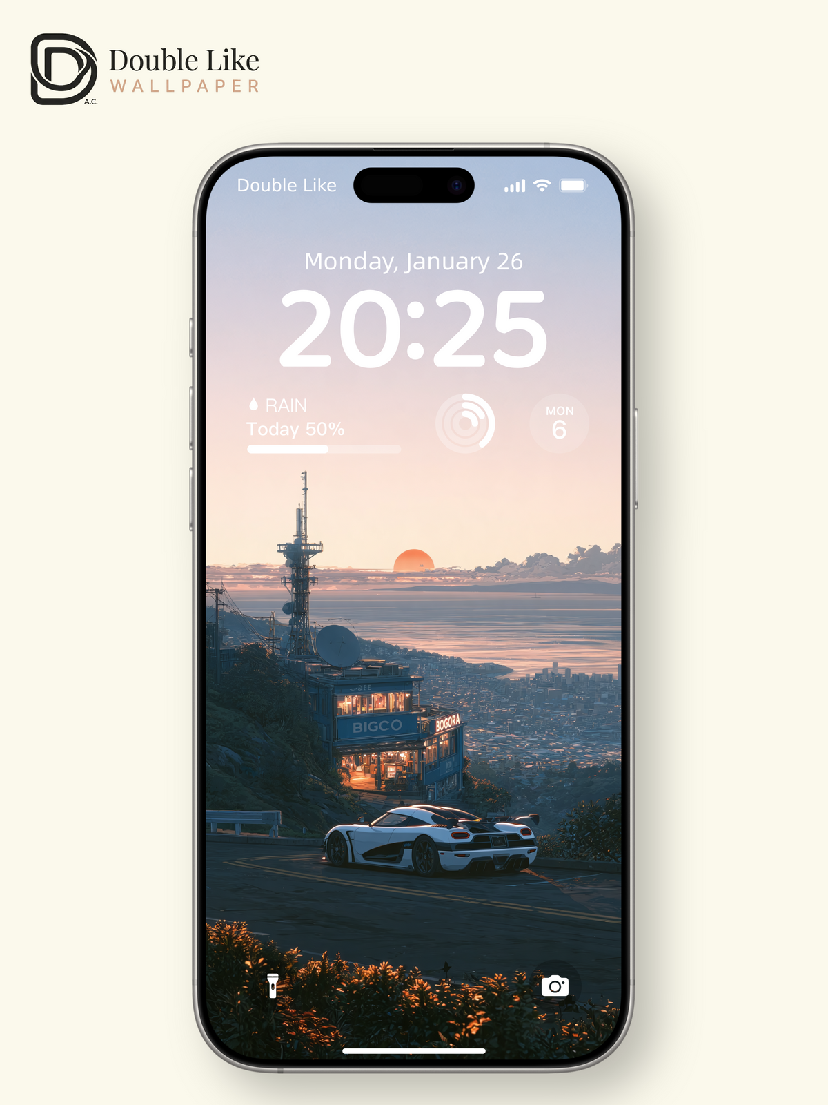 Sunset Mountain Overlook & Sports Car Anime Aesthetic Wallpaper Pack [#JJ1456]