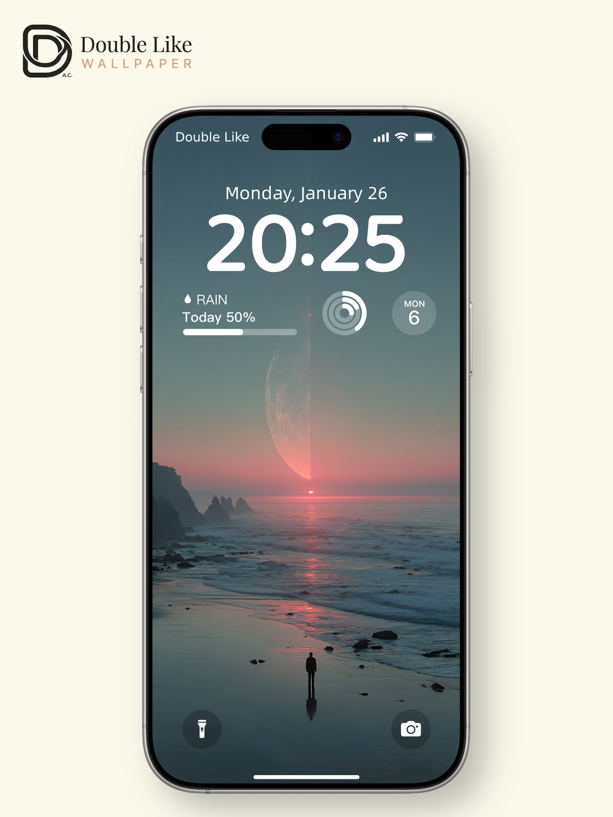 Surreal Half Moon Sunset Coastal Beach Aesthetic Wallpaper Pack [#JJ1009]