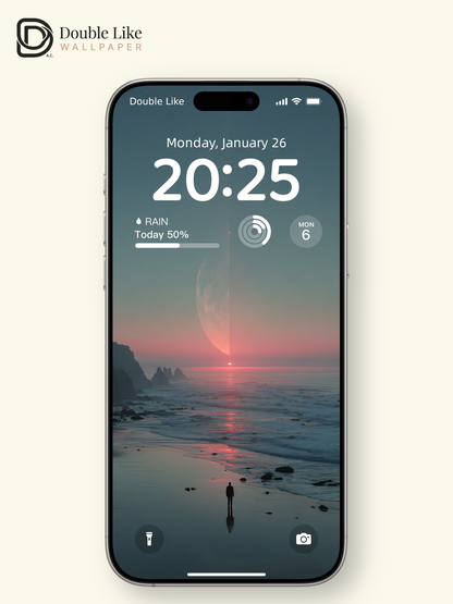 Surreal Half Moon Sunset Coastal Beach Aesthetic Wallpaper Pack [#JJ1009]