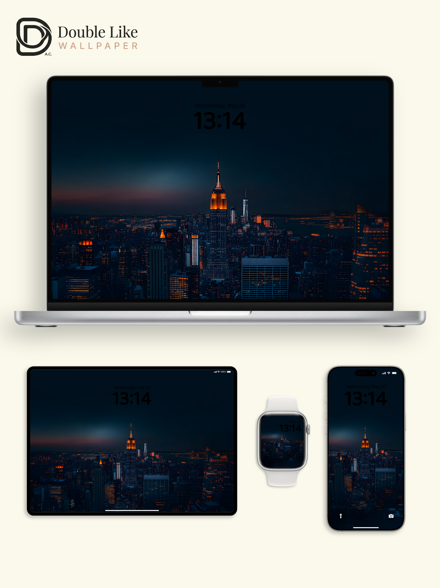 NYC Empire State Building Night City Vibe Full Wallpaper Set [#ZMY088]