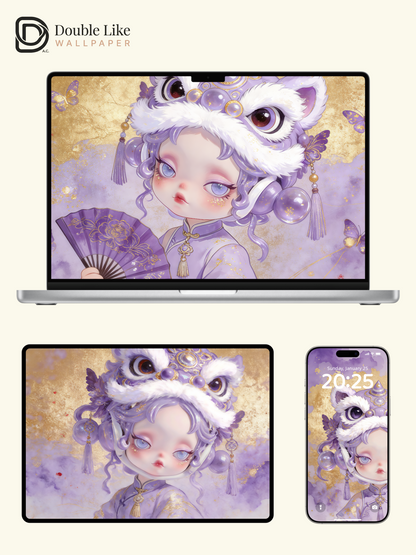Lavender Lion Dream 💜🦁✨ | Fantasy Wallpaper Pack [#JJ318]