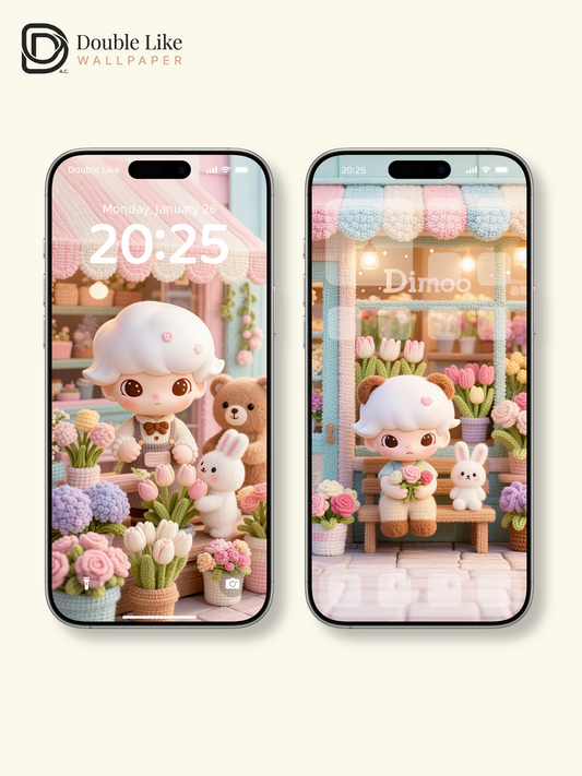 Spring Flower Shop World 🌸 Cute Healing IP Wallpaper Set Phone & Tablet [#JJ174]