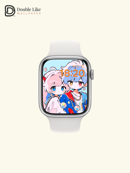 Cute Anime Couple Pastel Bubbles Romantic Kawaii Aesthetic Wallpaper Pack [#HW1516]