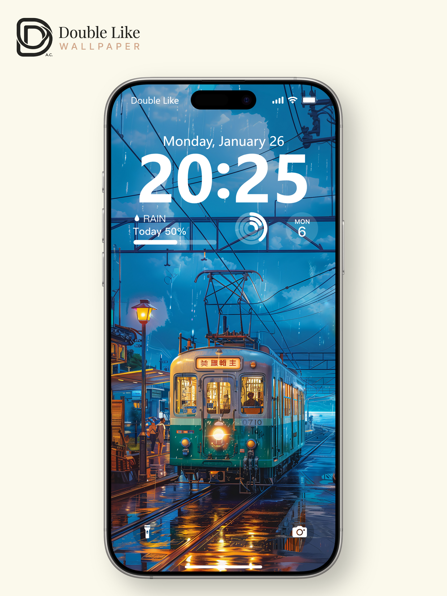 Rainy Japanese Street Tram Anime Aesthetic Wallpaper Pack [#WGF051]